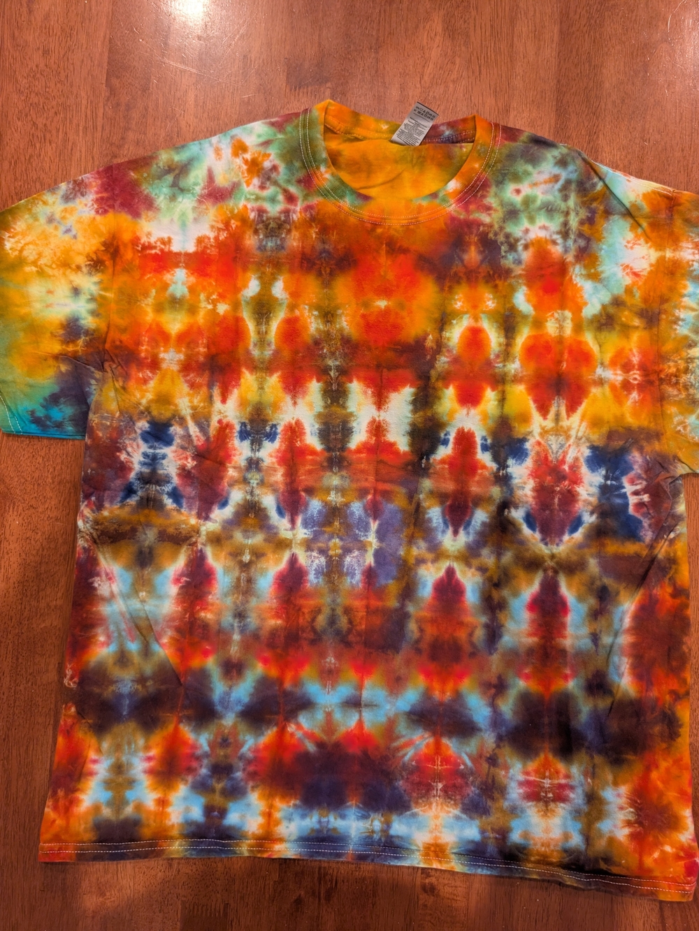 Gildan Multicolor Tie-Dye Short Sleeve Crewneck Tee - Orange, Red, Blue, Brown